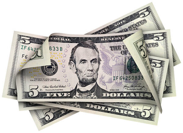 Valse biljetten van $ 5 USD